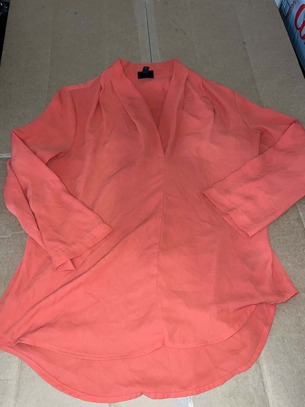 Mossimo Hot Orange Roll Tab 3/4 Sleeve Casual Polyester Tunic Blouse Top, Size M
